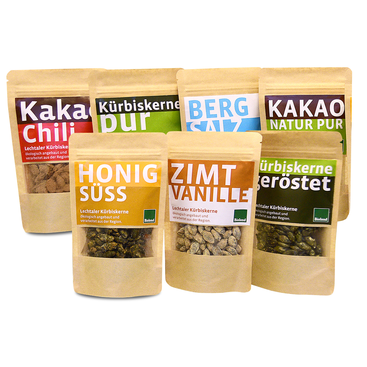 Geschmacksvarianten-AZ-Paket-komplett-1200x1200px Bild: BIO-Kürbiskern-Genussset