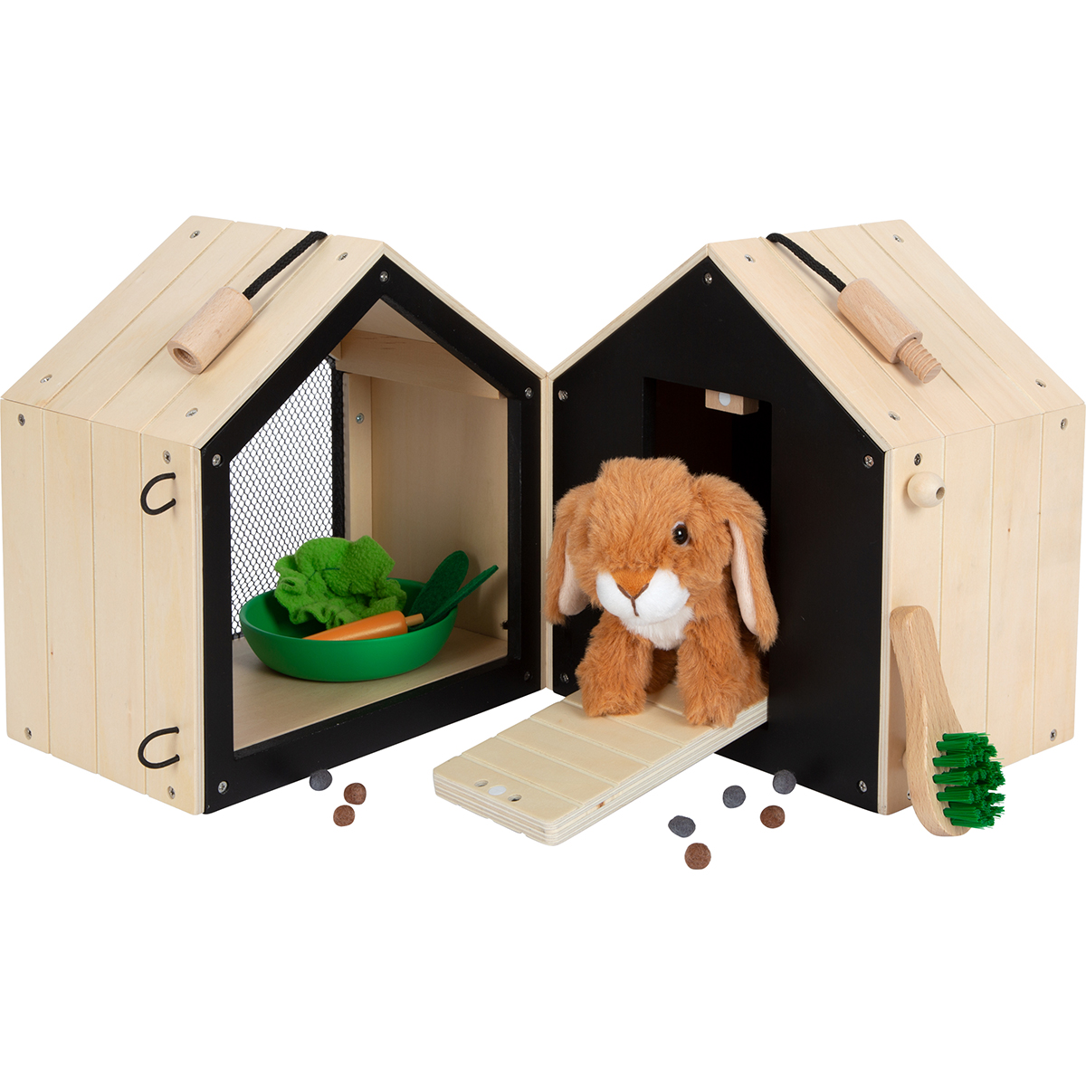 12399_small_foot_Hasenstall_offen_Hase_Haeuschen Bild: Spiel-Hasenstall mit Auslauf