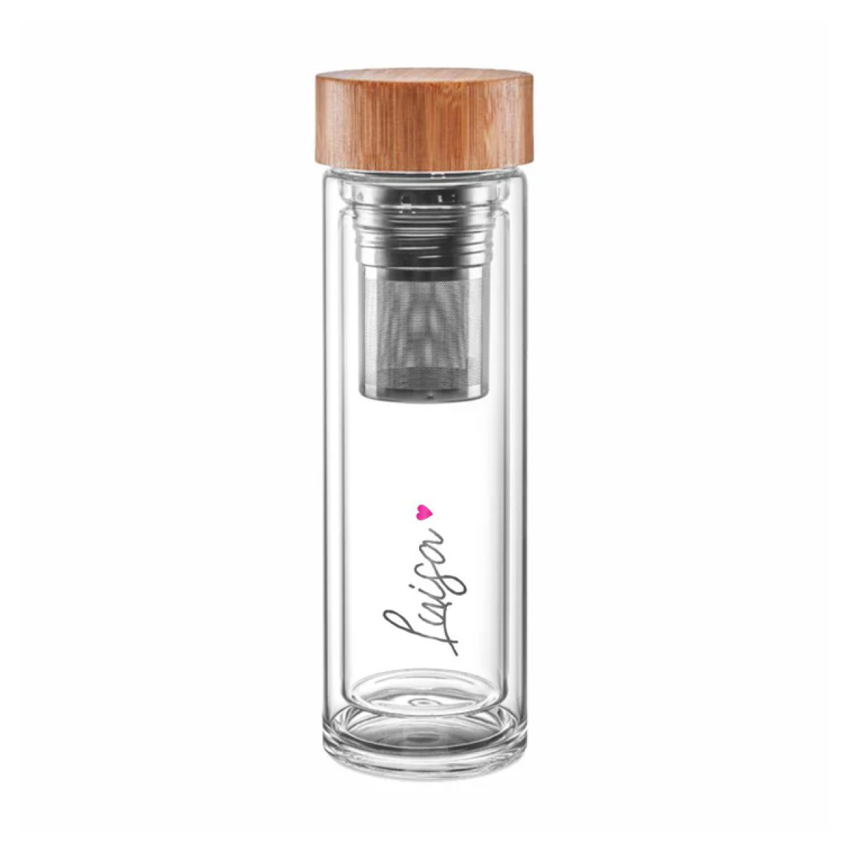 Personalisierbare Thermos-Glasflasche - Herz Bild: Personalisierbare Thermos-Glasflasche - Herz