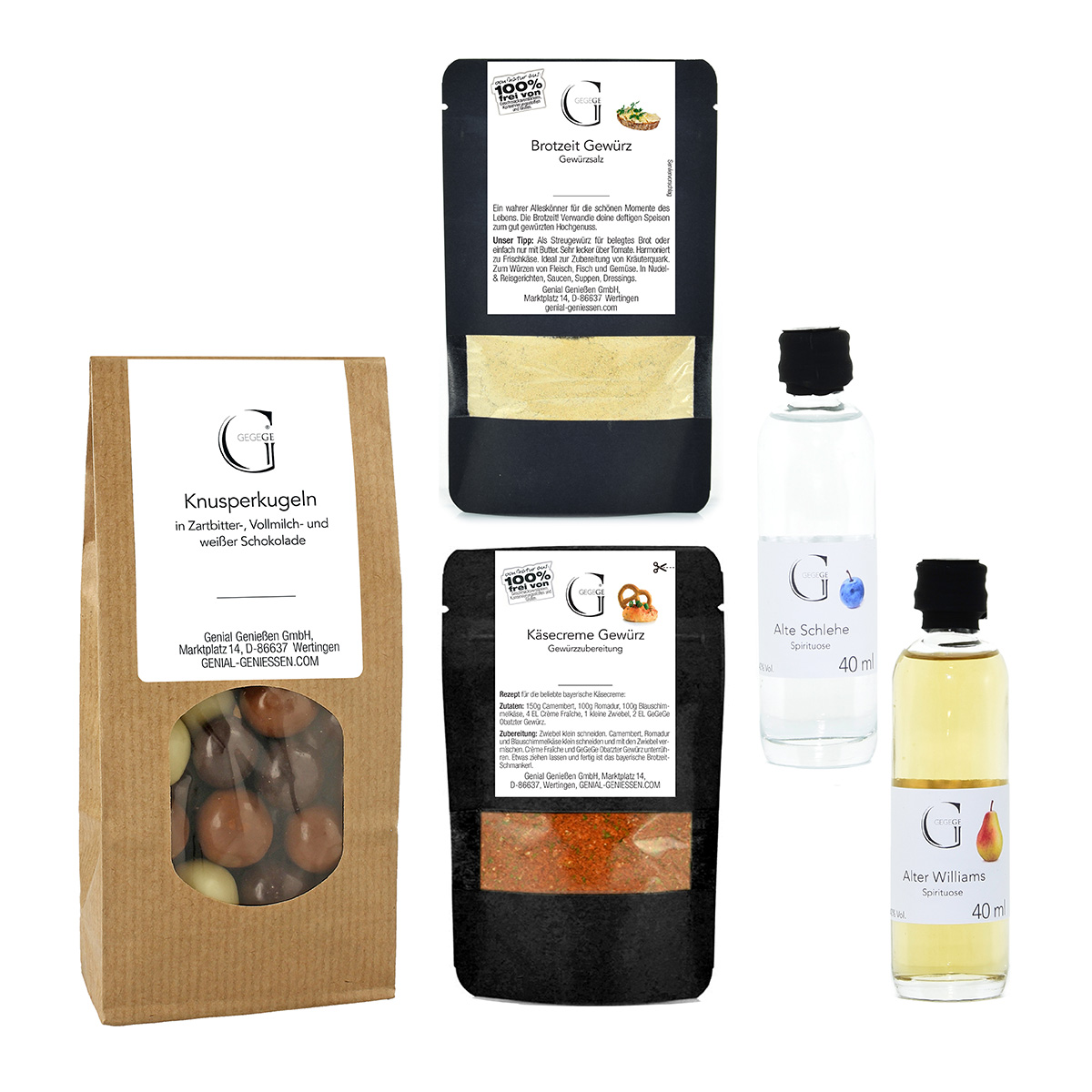 Geschenkset zum Vatertag gefüllt mit Spirituosen und Lebensmitteln