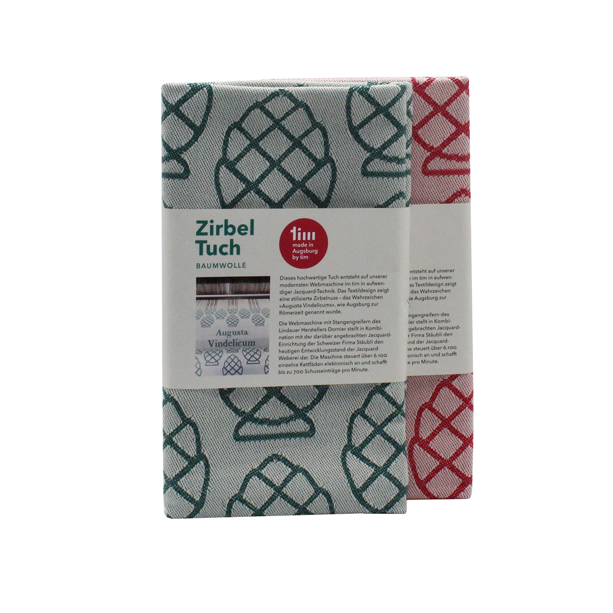 2er Zirbeltuch-Set in Rot und Grün Dekoration für Zuhause