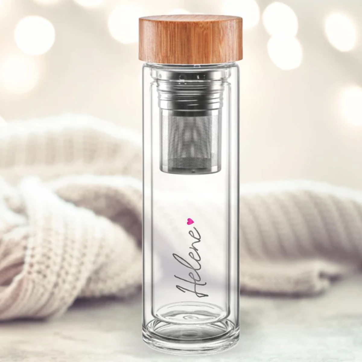 Personalisierbare Thermos-Glasflasche - Herz