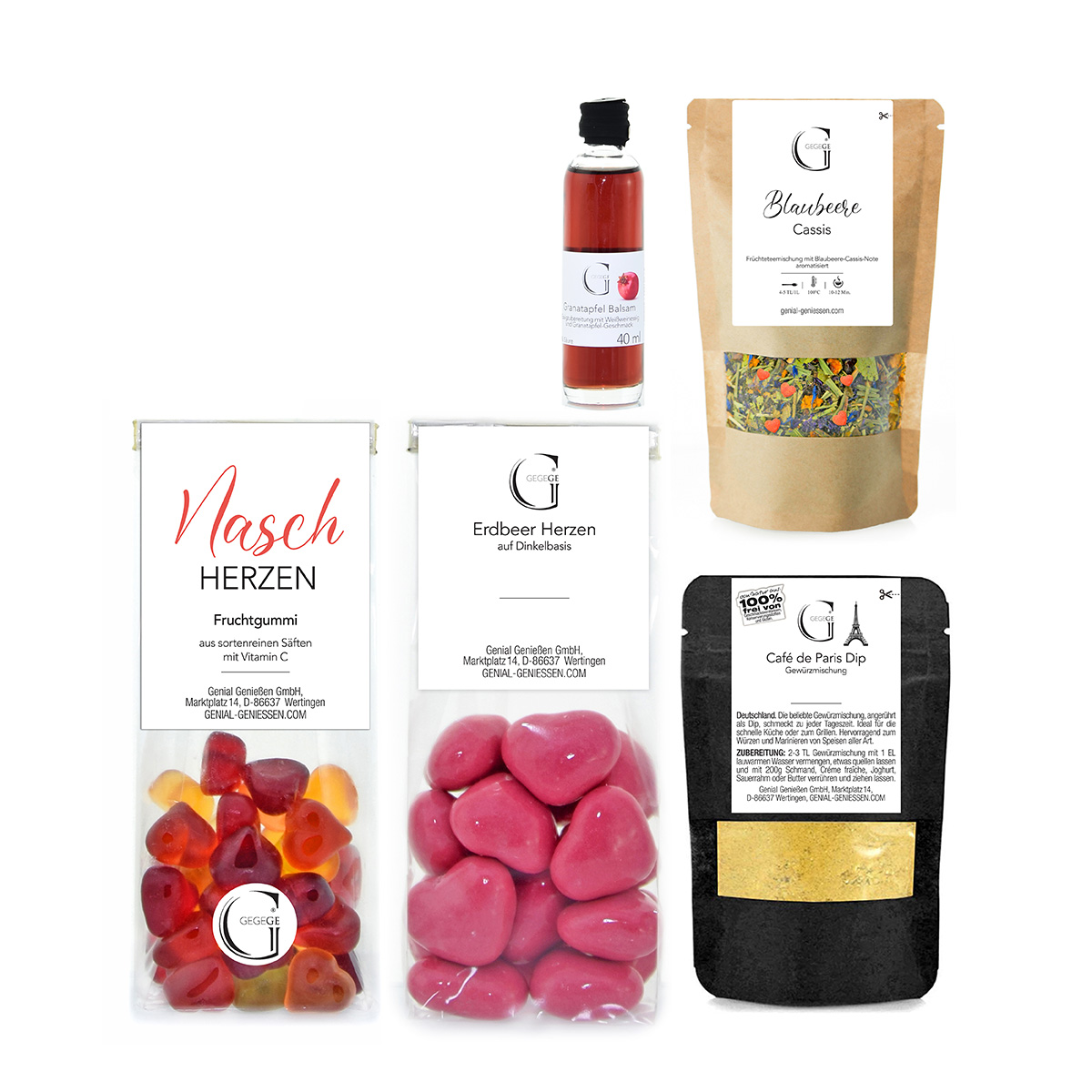 GescGeschenkset Alltagsheldin mit süßen Naschereien, Tee und pikanten Lebensmitteln