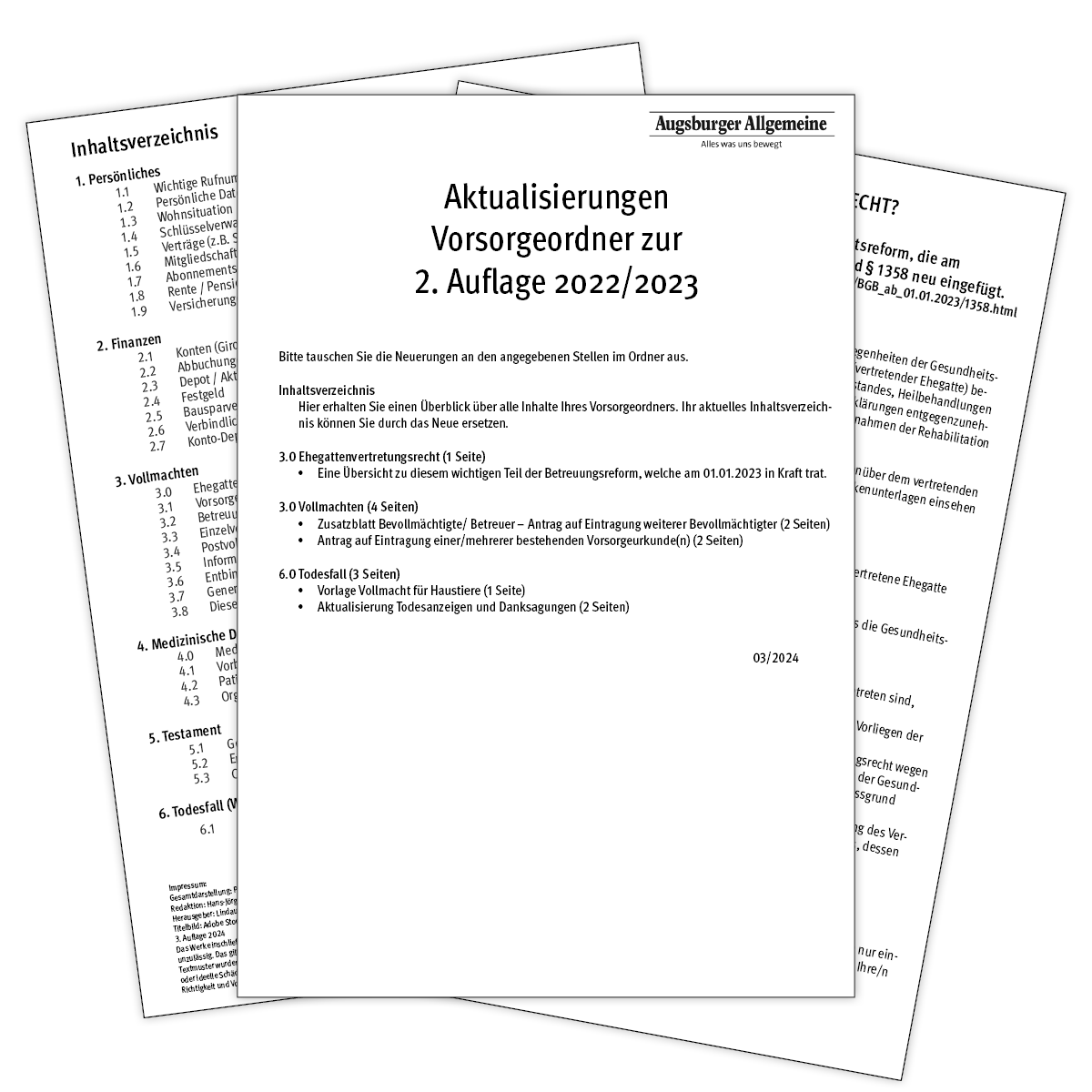 Sammelmappe-Zusammensetzung Bild: Aktualisierungspaket Vorsorgeordner zur 2. Auflage