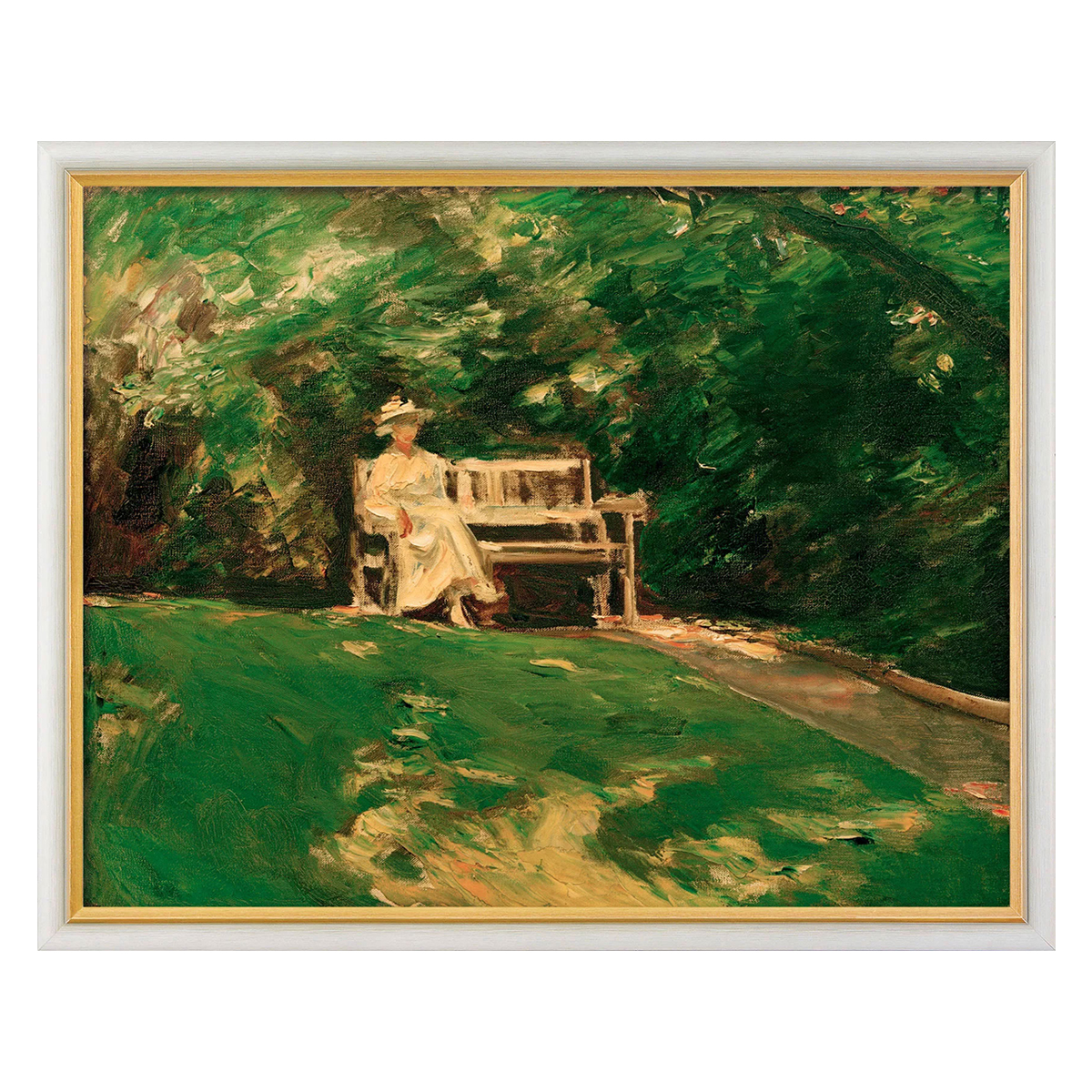 Max Liebermann: Bild "Die Gartenbank", gerahmt