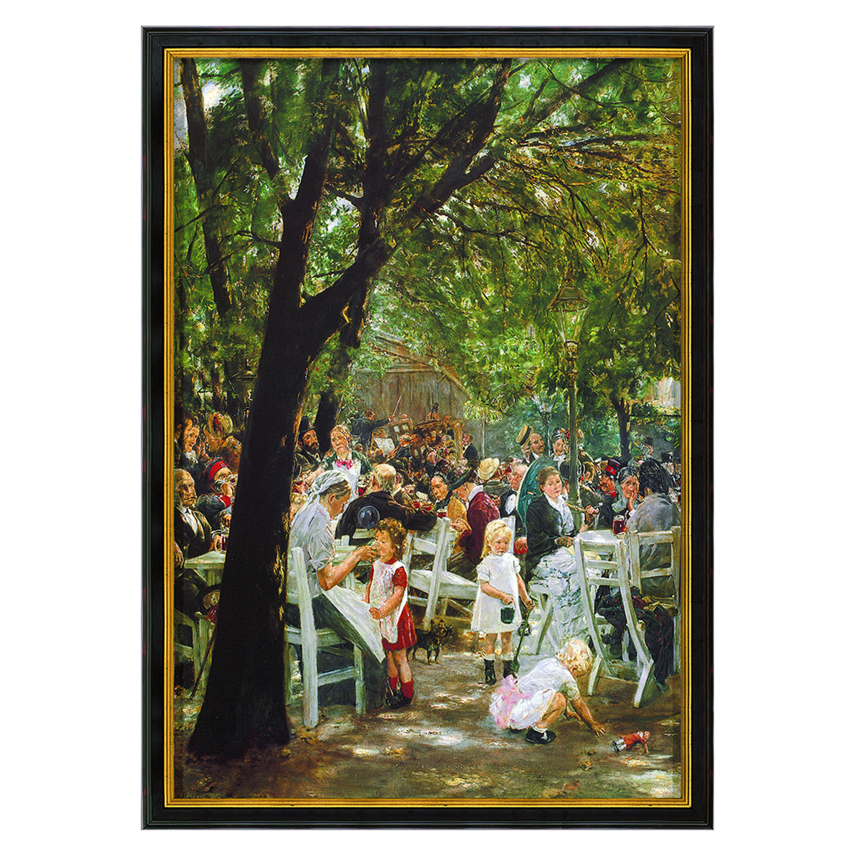 Max Liebermann: Bild "Münchner Biergarten", gerahmt