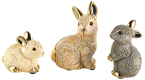 911898 Bild: 3 Keramikfiguren "Hasenfamilie" im Set
