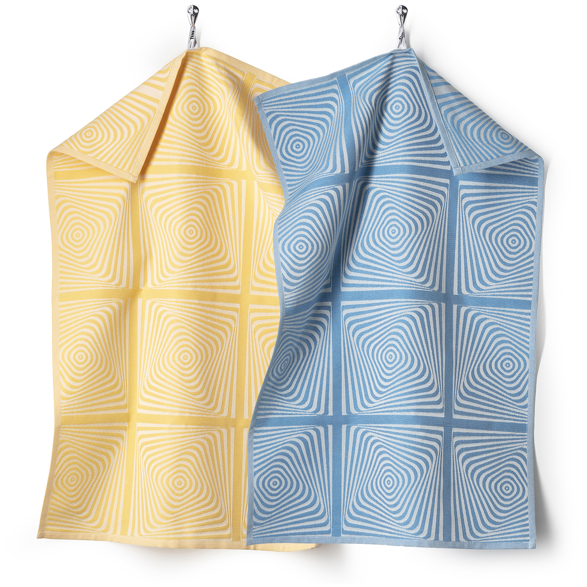 Geschirrtuch_Wirbel_gelb-hellblau_1200x1200px Bild: 2er Geschirrtuchset “Wirbel“