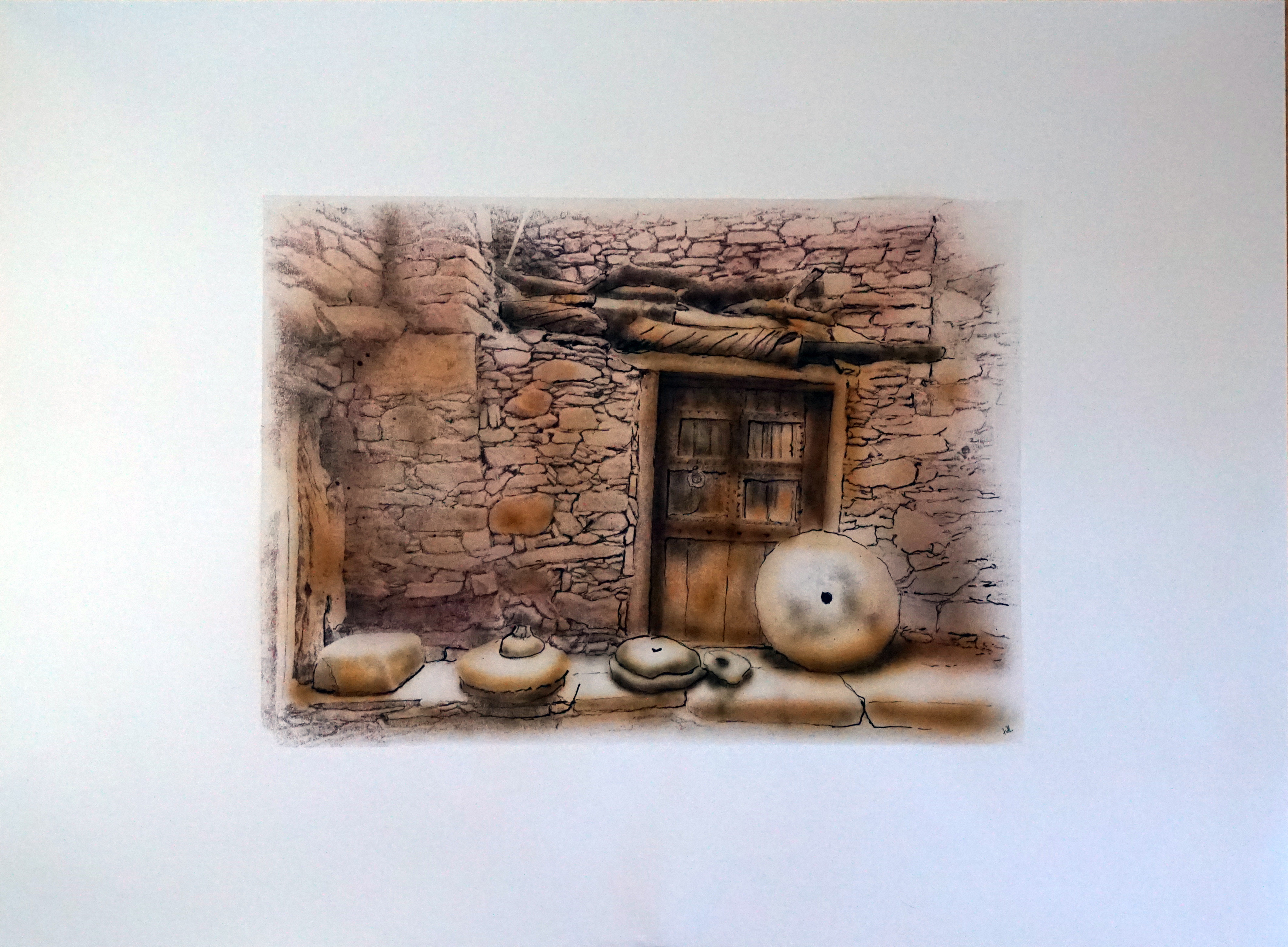 Tuer-III-Agadir-Tirzourgane_nitrofotage-tusche-acryl-papier_b-70-x-h-50-cm-blattgroesse_250-euro Bild: TÜR 3 AGADIR