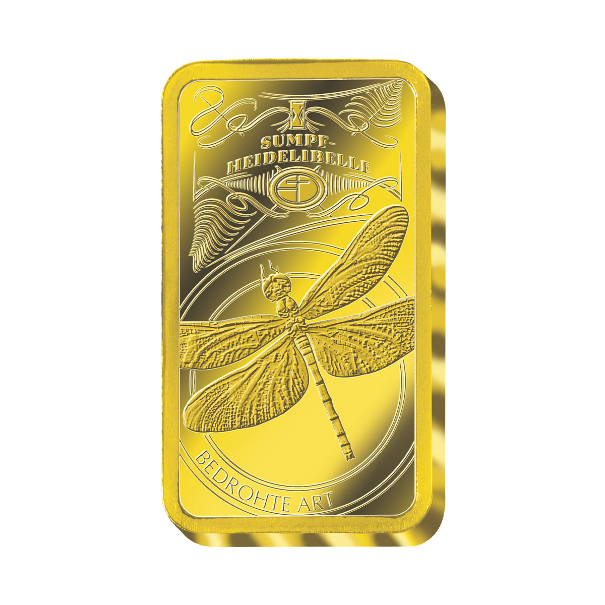 Goldbarren "Bedrohte Tierarten: Sumpf-Heidelibelle"  Gold, Tier, Insekt, Wirbellose