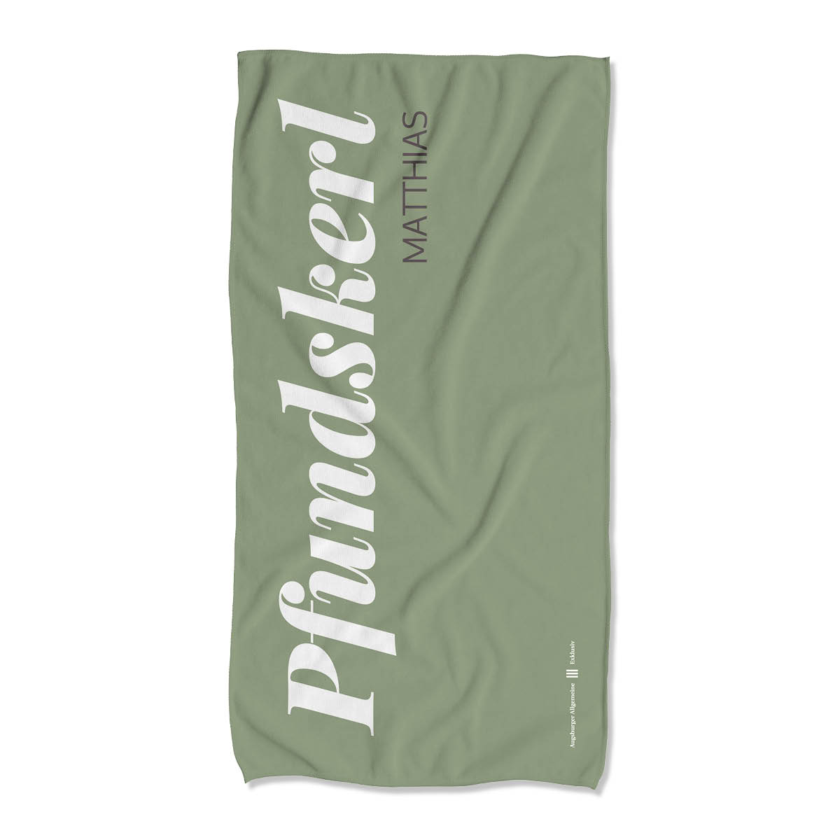 Liege- oder Saunatuch "Pfundskerl" - grün  Bild: Liege- oder Saunatuch "Pfundskerl" - grün