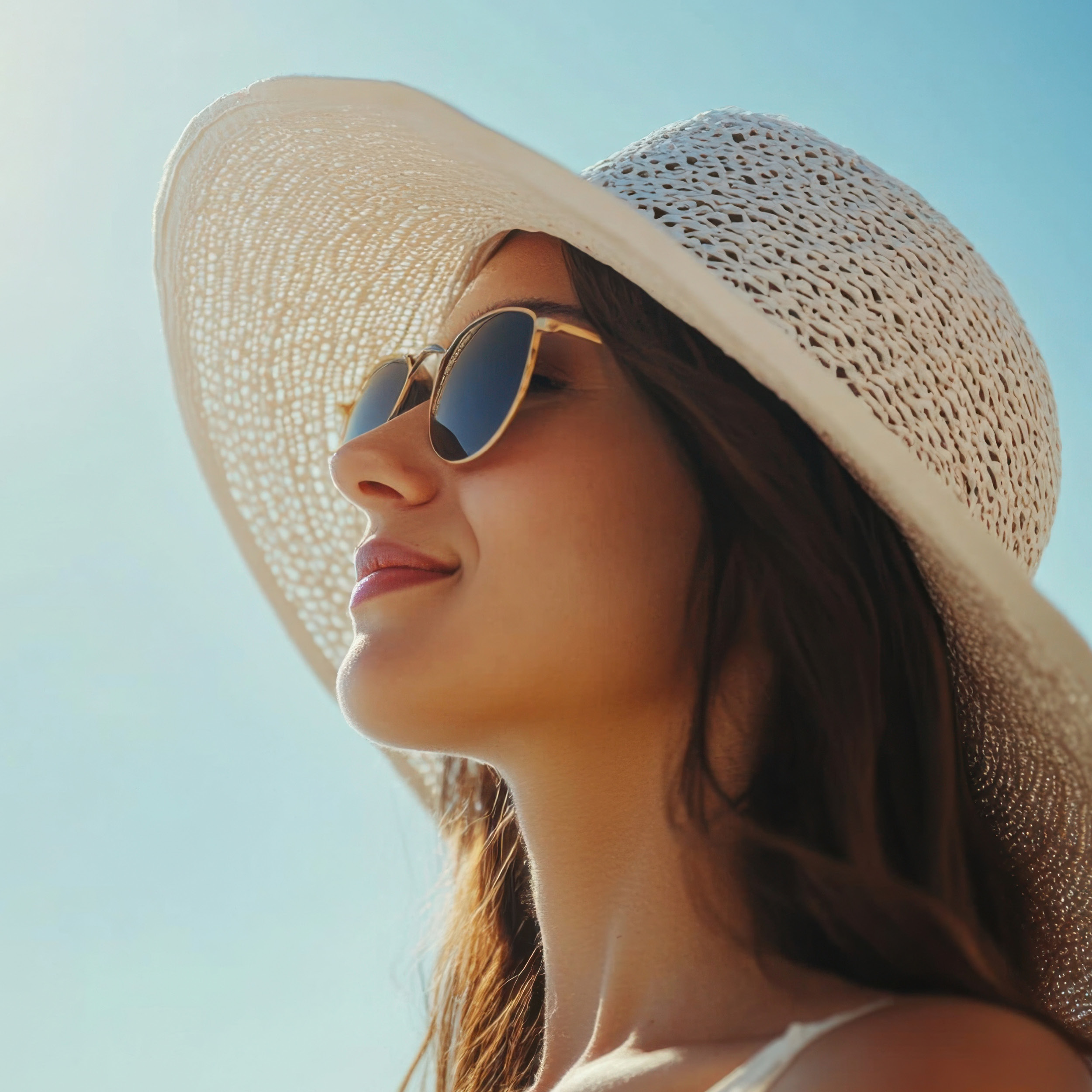 Hut, Sonnenhut, Sonnenbrille, Strandmode, Person