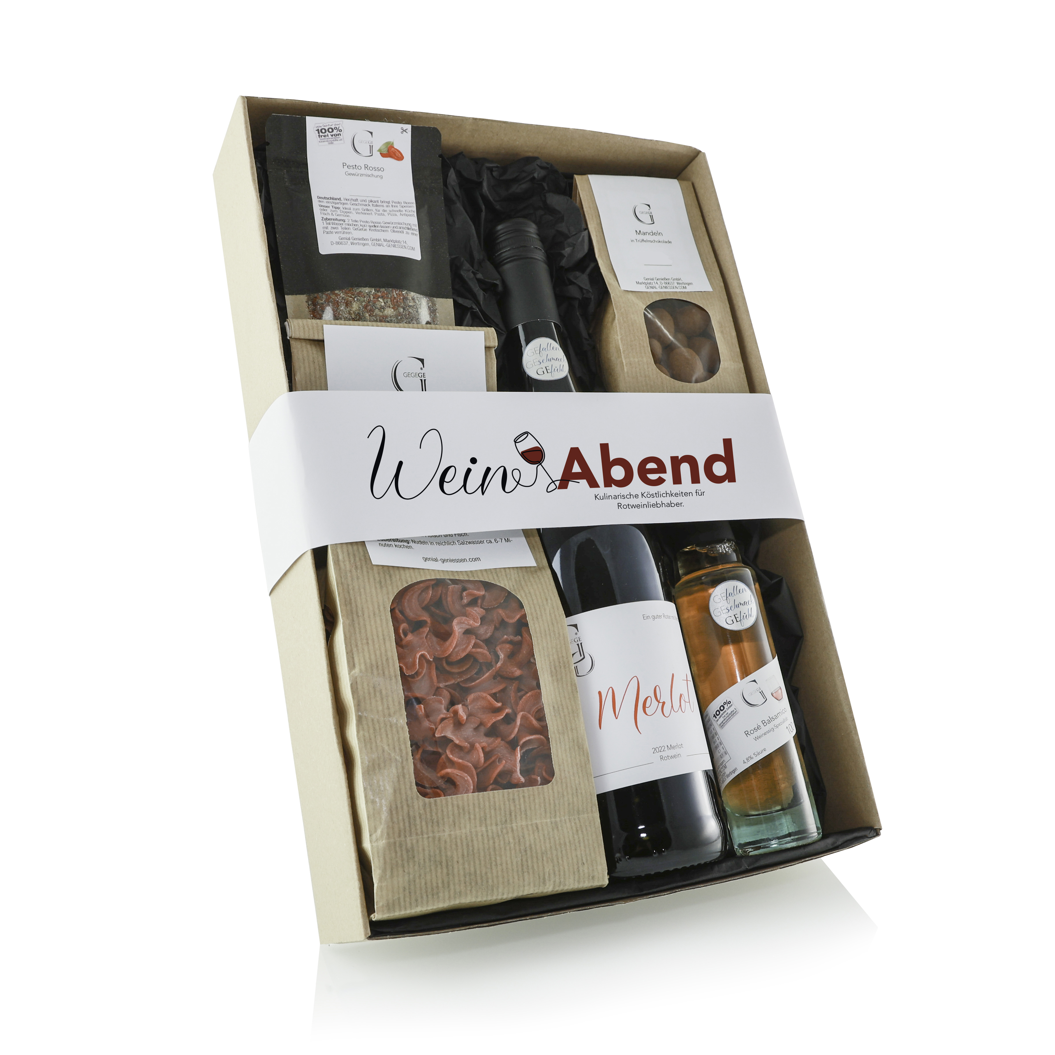 Geschenkset "Weinabend" mit Rotwein 