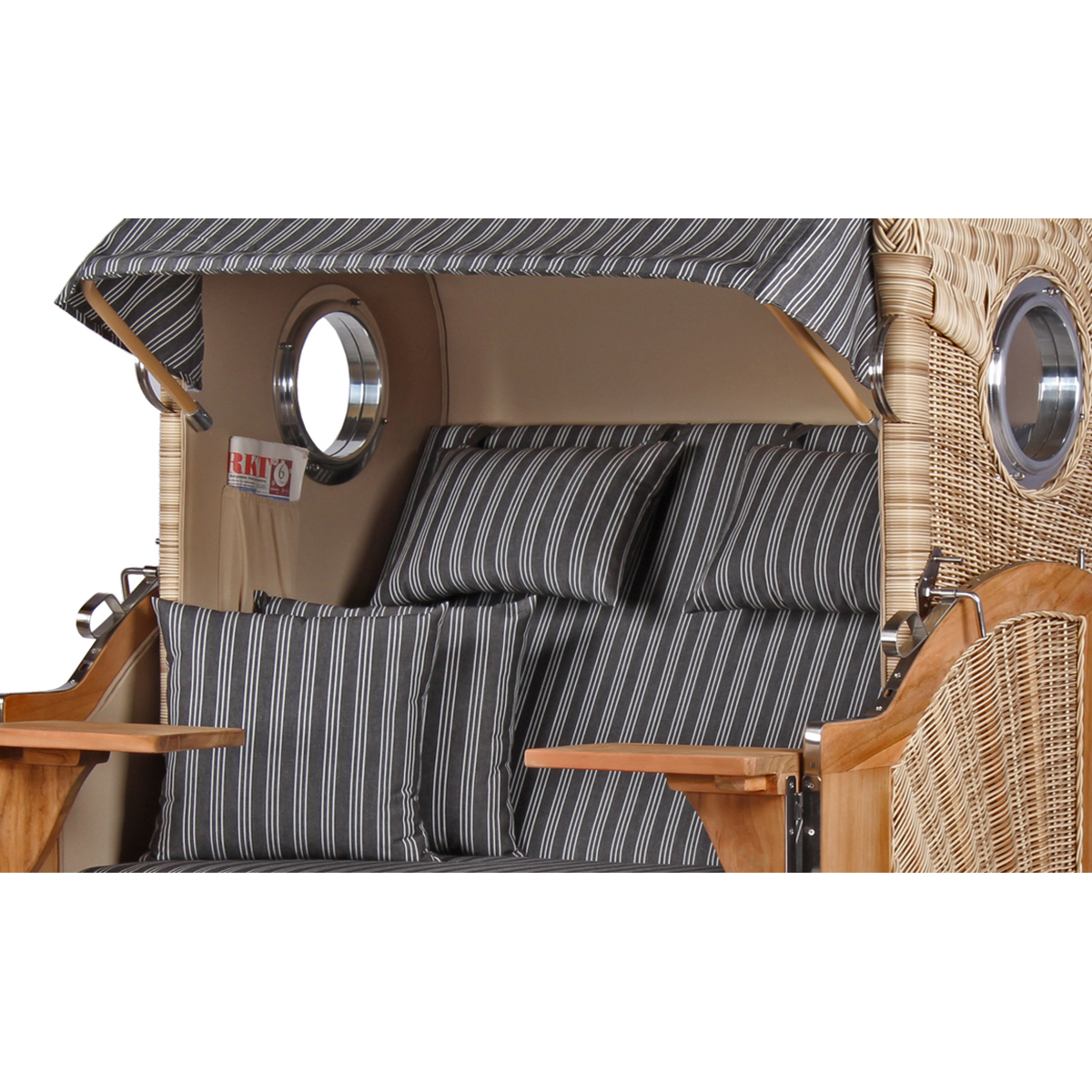 Strandkorb-Duene-Teak-Bullauge-PE-shell-Dessin-500_01400_3 Bild: