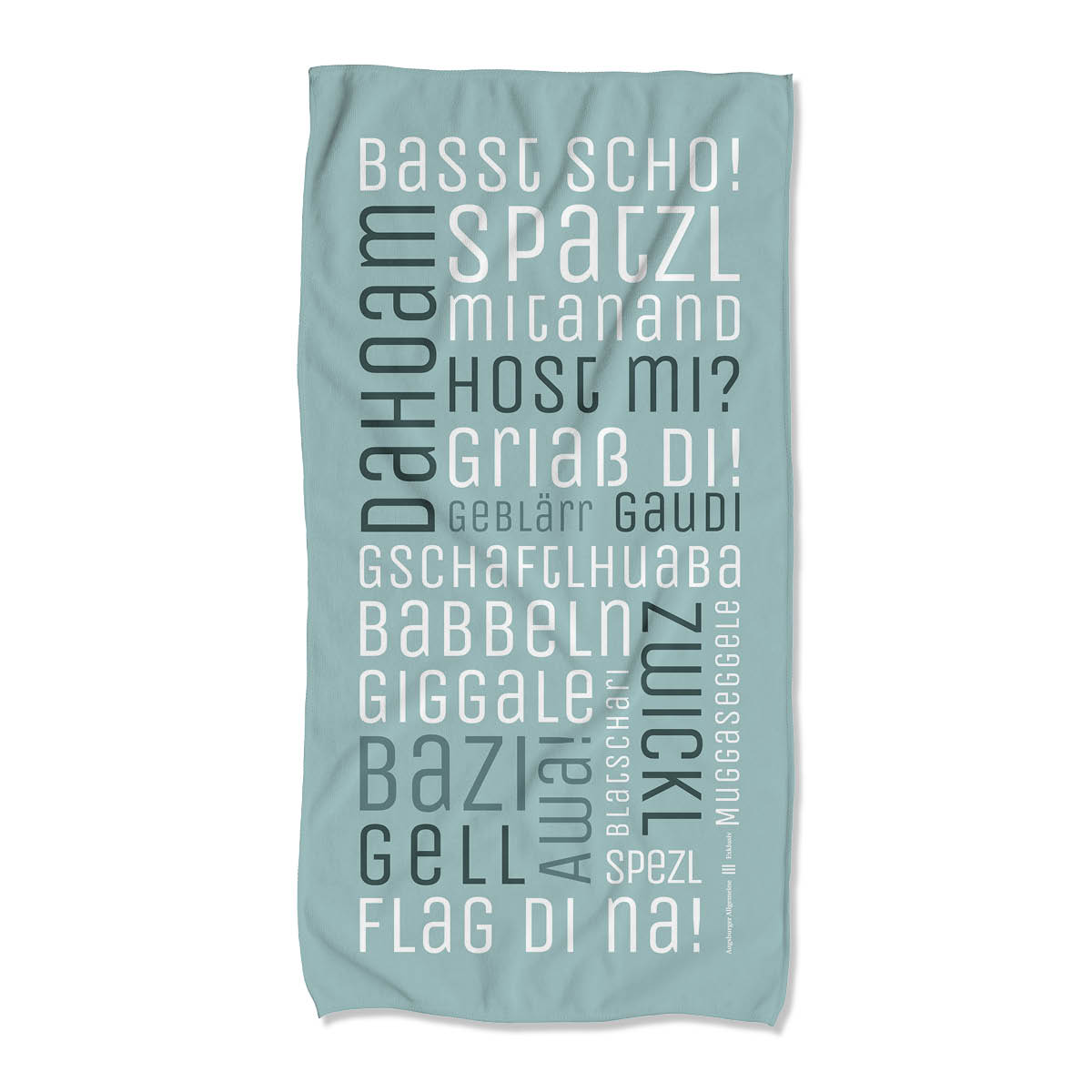 Liege- oder Saunatuch "Dialektreise" Werbung, Plakat