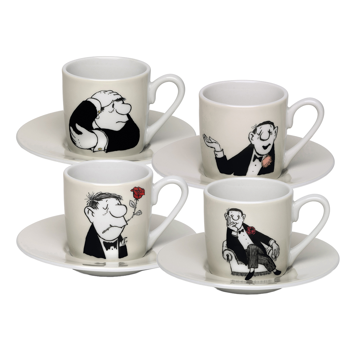 Vier_Espressotassen_Loriot Bild: Loriot: 4 Espressotassen mit Künstlermotiven
