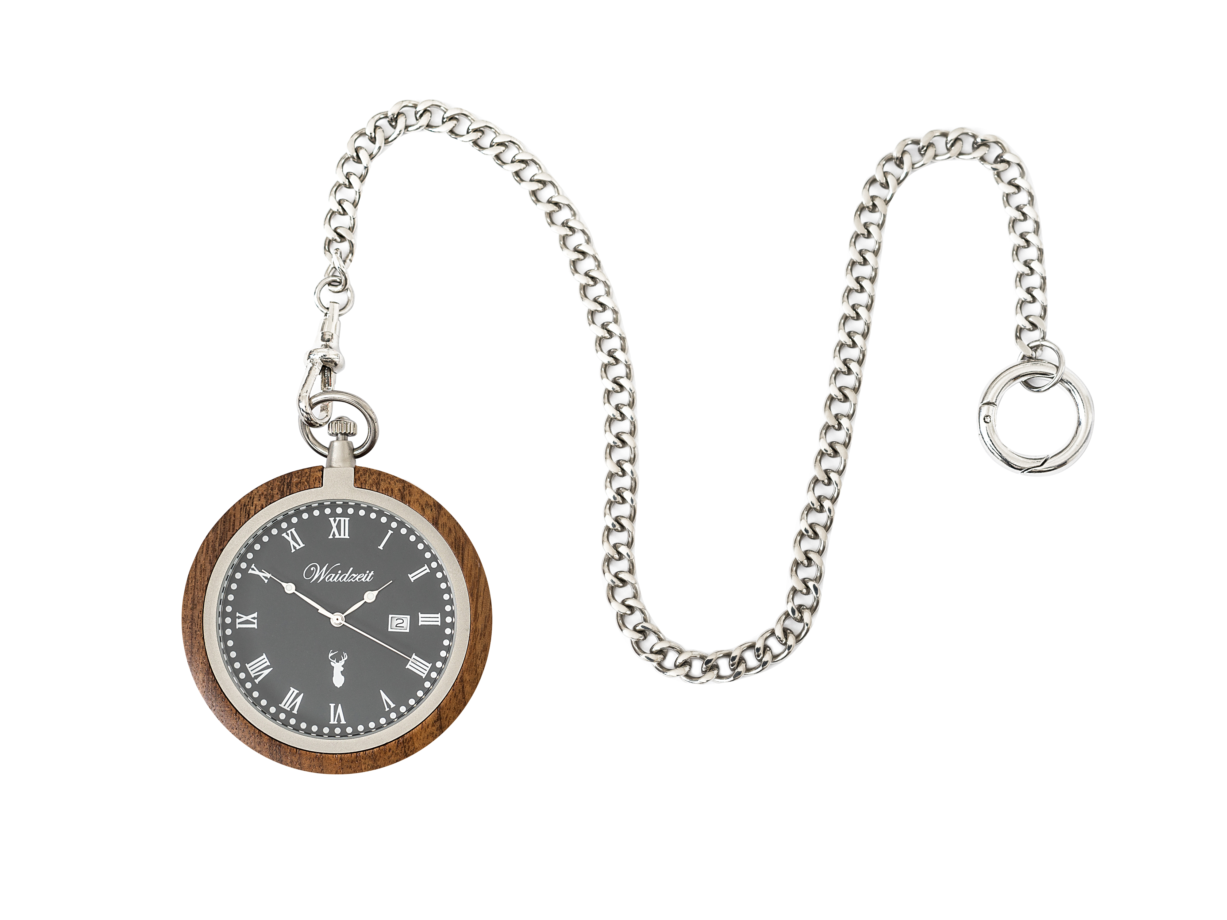 Taschenuhr-mit-Kette Bild: Taschenuhr "Zeitreise Walnuss Anthrazit"