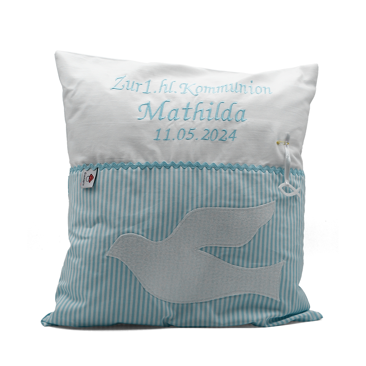 Handgenähtes Kissen zur Kommunion 35 x 35 cm Kissen, Dekoration für Zuhause