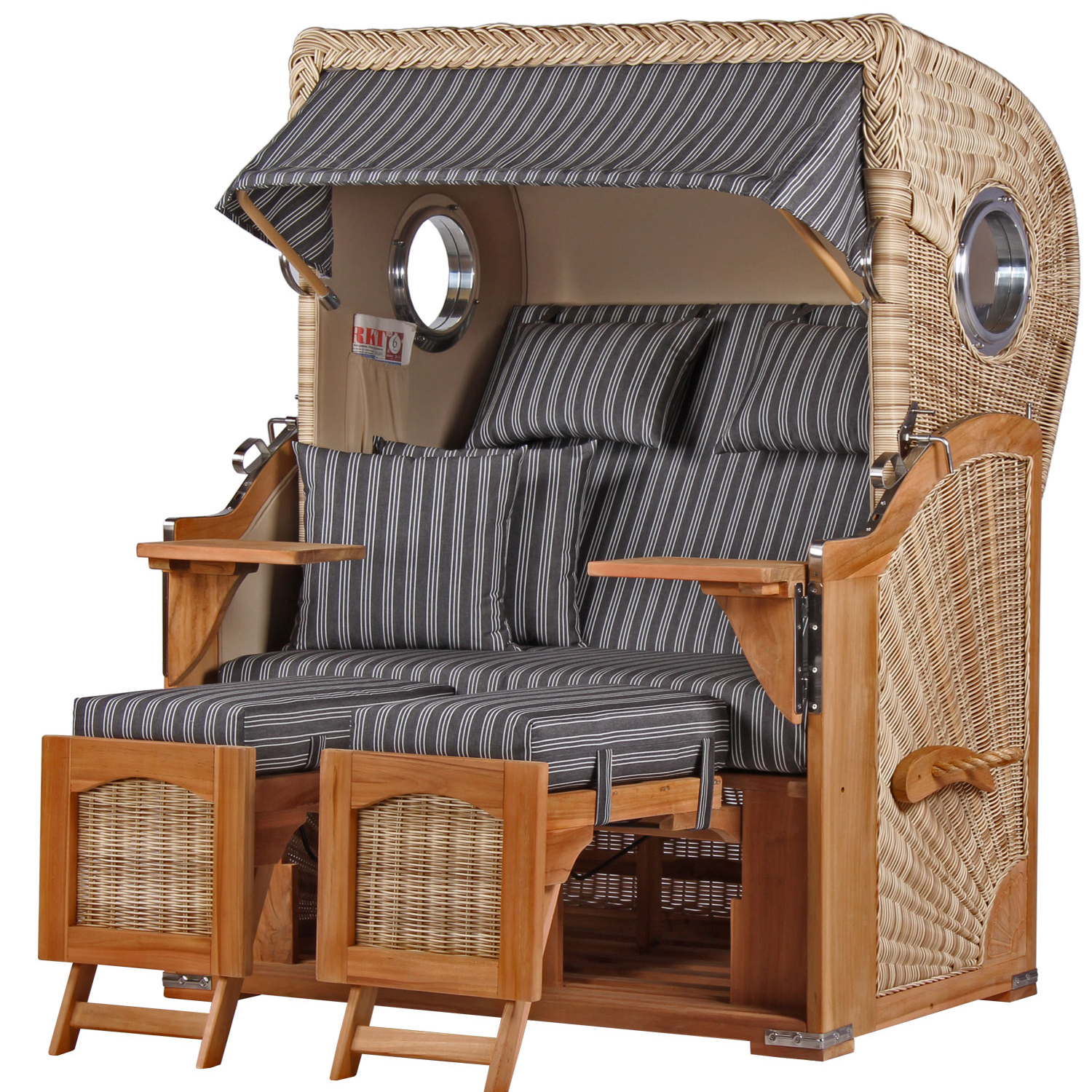 Strandkorb-Duene-Teak-Bullauge-PE-shell-Dessin-500_01400 Bild: Strandkorb Düne Teak Shell