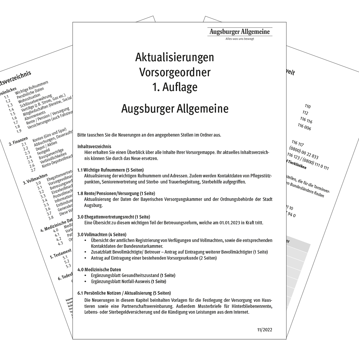 Aktualisierungspaket Vorsorgeordner zur 1. Auflage