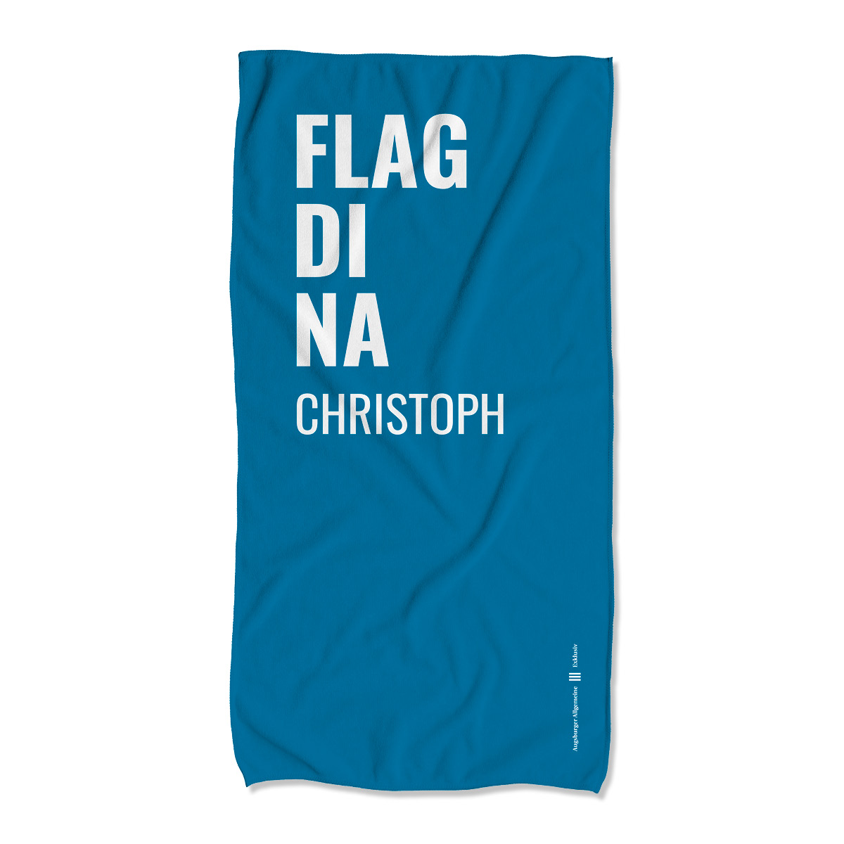 Saunatuch_1200x1200px_Flag-di-na_Name_MONTAGE Bild: Liege- oder Saunatuch "Flag di na“