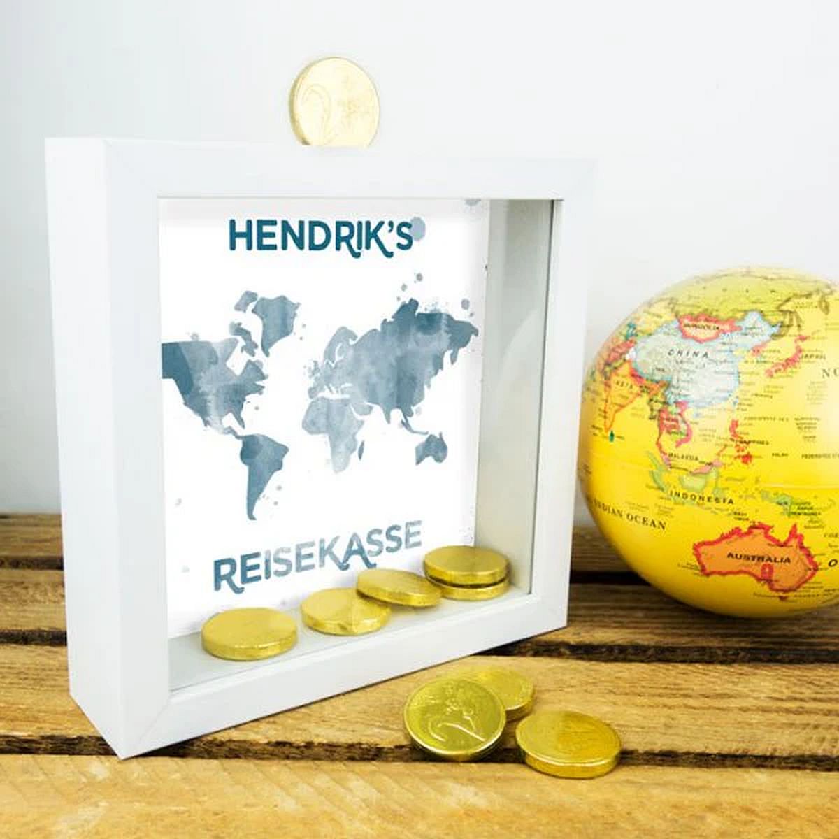 Personalisierbare Spardose - Reisekasse