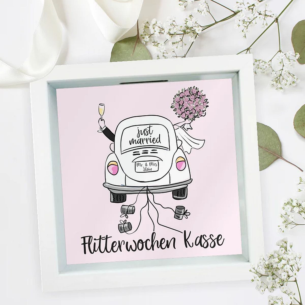 Personalisierbare Spardose - Flitterwochen