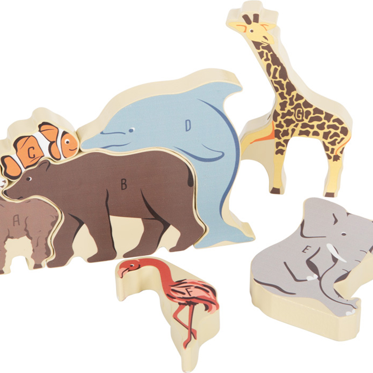 12465_small_foot_Buchstabenpuzzle_Tiere_Alpaka_Baer_Clownfisch Bild: