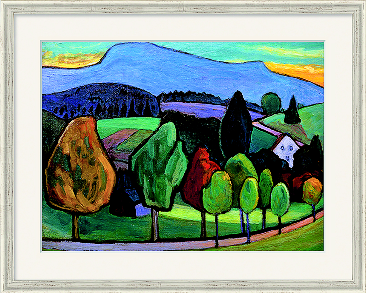 Gabriele Münter: Bild "Der blaue Berg" (1952), gerahmt