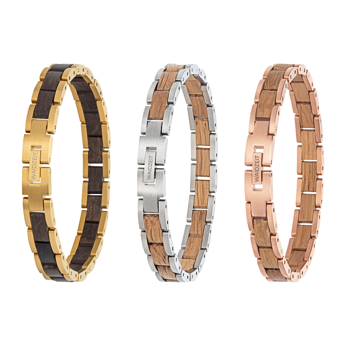 Waidzeit_Elementarmband_Barrique_Damen_gold_silber_rose_1200x1200px Bild: Elementarmband Damen - verschiedene Farben