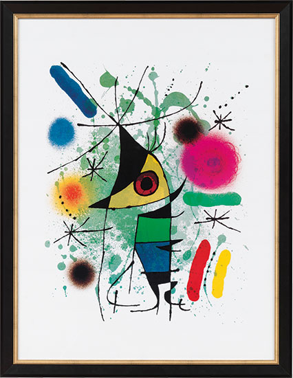 919338-R1JzLJx9X5dfvey Bild: Joan Miró: Bild "Der singende Fisch" (1972), gerahmt