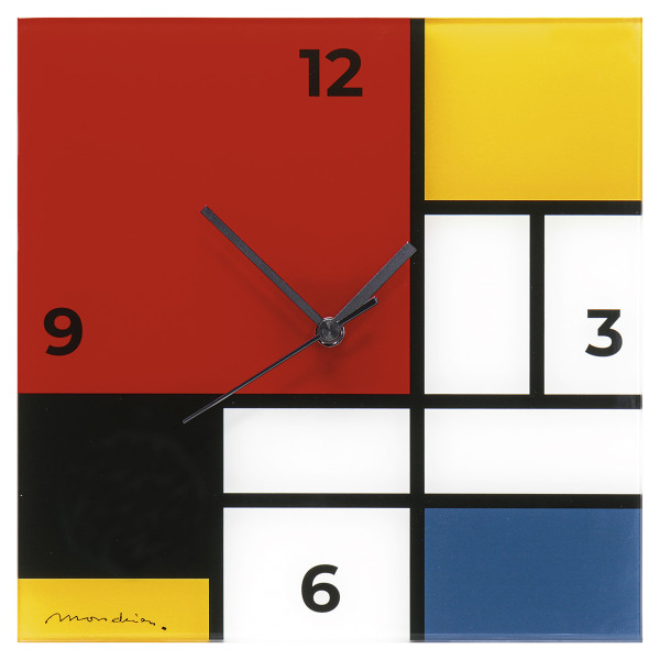 Piet Mondrian: Wanduhr "Komposition in Rot, Blau, Gelb und Schwarz"